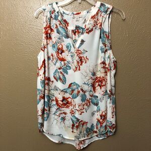 Elaine Rose Floral Blouse Size Medium Sleeveless Top